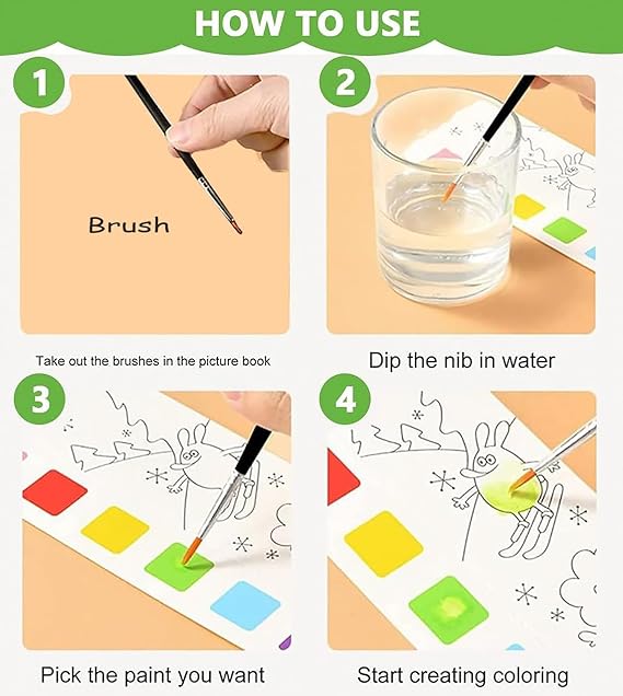 Watercolor Painting Notepad for Kids 12 Pages With Painting Brush