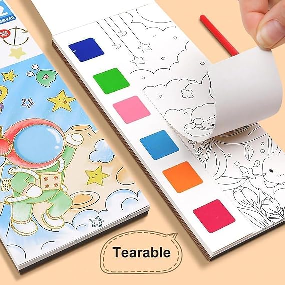 Watercolor Painting Notepad for Kids 12 Pages With Painting Brush