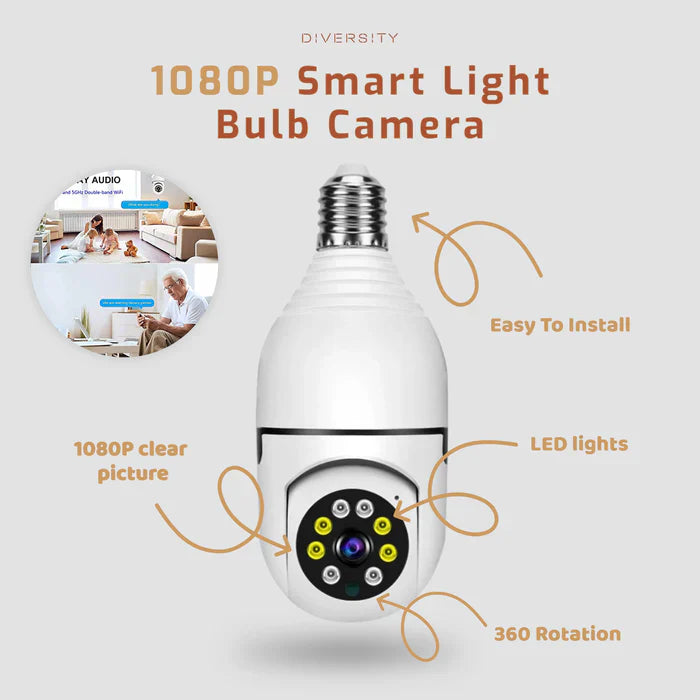 360° Wireless Wi-Fi Panoramic Bulb Camera CCTV With Night Vision