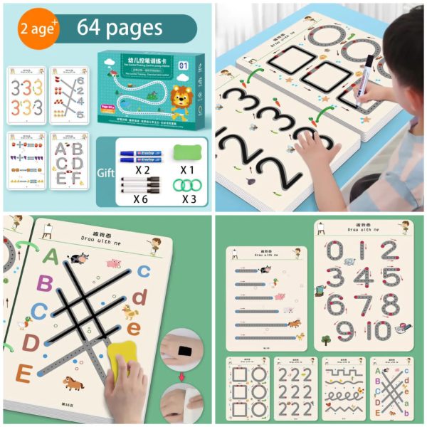 Educational Tracing Work Book for kids 64 Pages