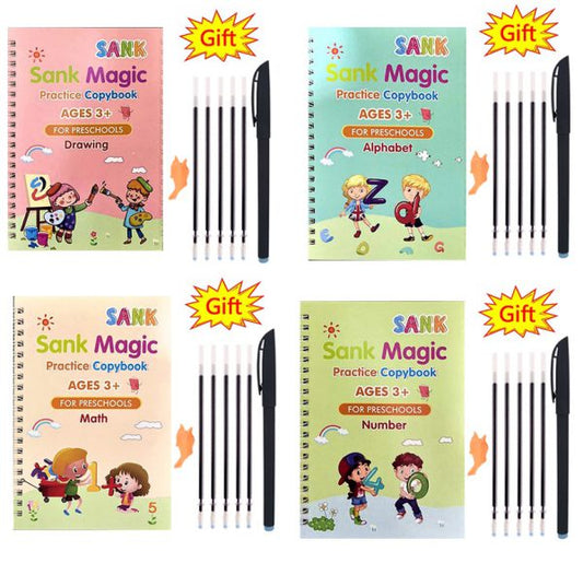 Pack Of 4 Sank Magic Practice Copybook with Pen & Refill