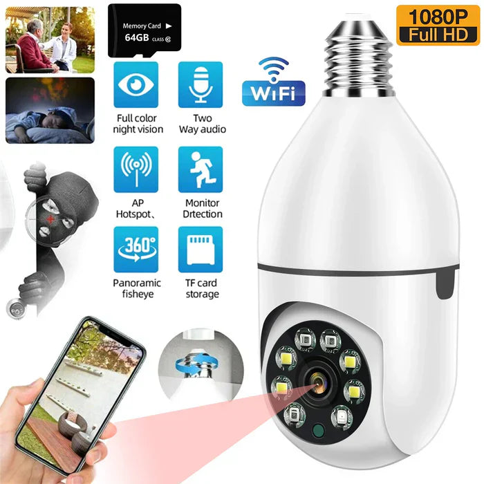 360° Wireless Wi-Fi Panoramic Bulb Camera CCTV With Night Vision